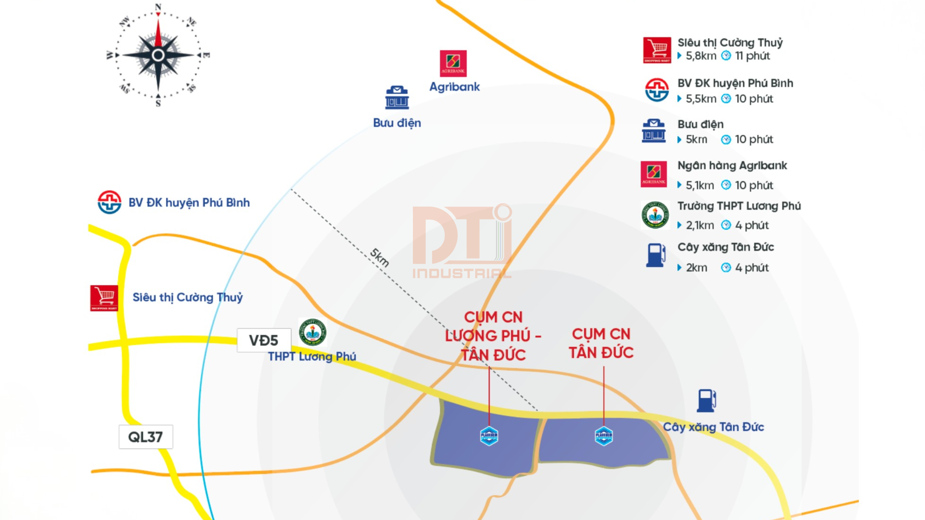 Vị trí Cụm công nghiệp Lương Phú – Tân Đức và kết nối vùng