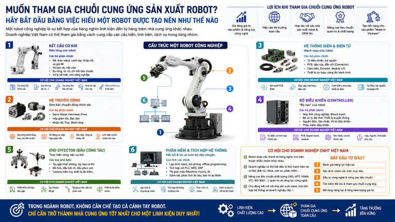 Muốn tham gia chuỗi cung ứng sản xuất robot? Hãy bắt đầu bằng việc hiểu một robot được tạo nên như thế nào?