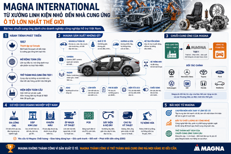 Magna International: Từ một xưởng linh kiện nhỏ đến nhà cung ứng ô tô lớn nhất thế giới